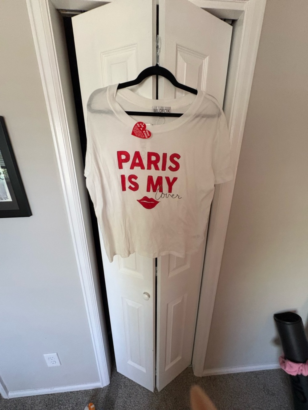 Wildfox White Tee with Red Paris Graphic